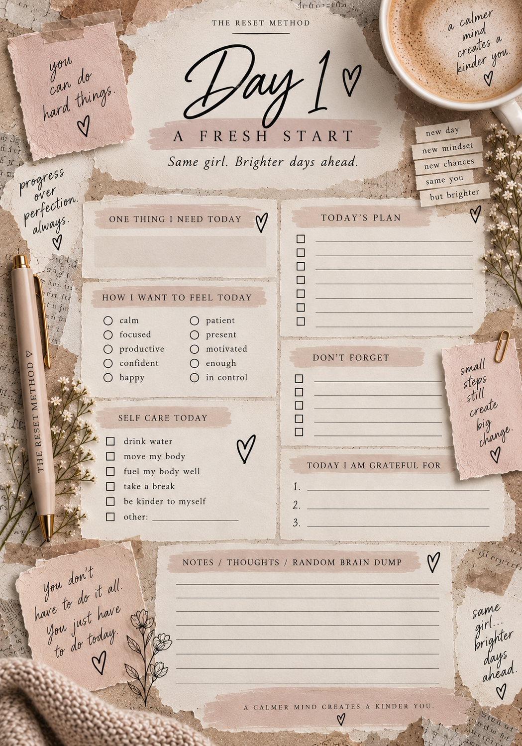 The Brain Dump | Printable & Digital Mental Clutter Workbook
