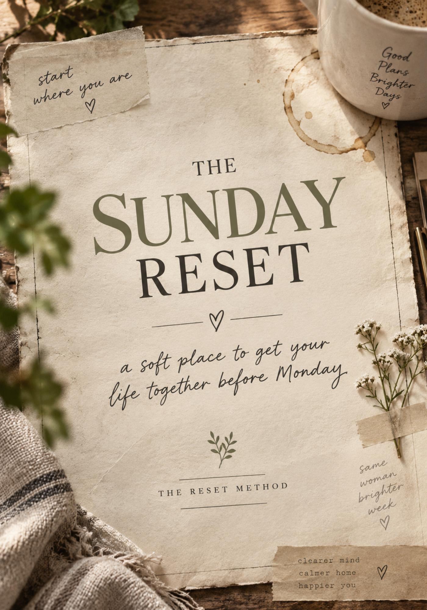 The Sunday Reset | 12-Page Weekly Reset Planner